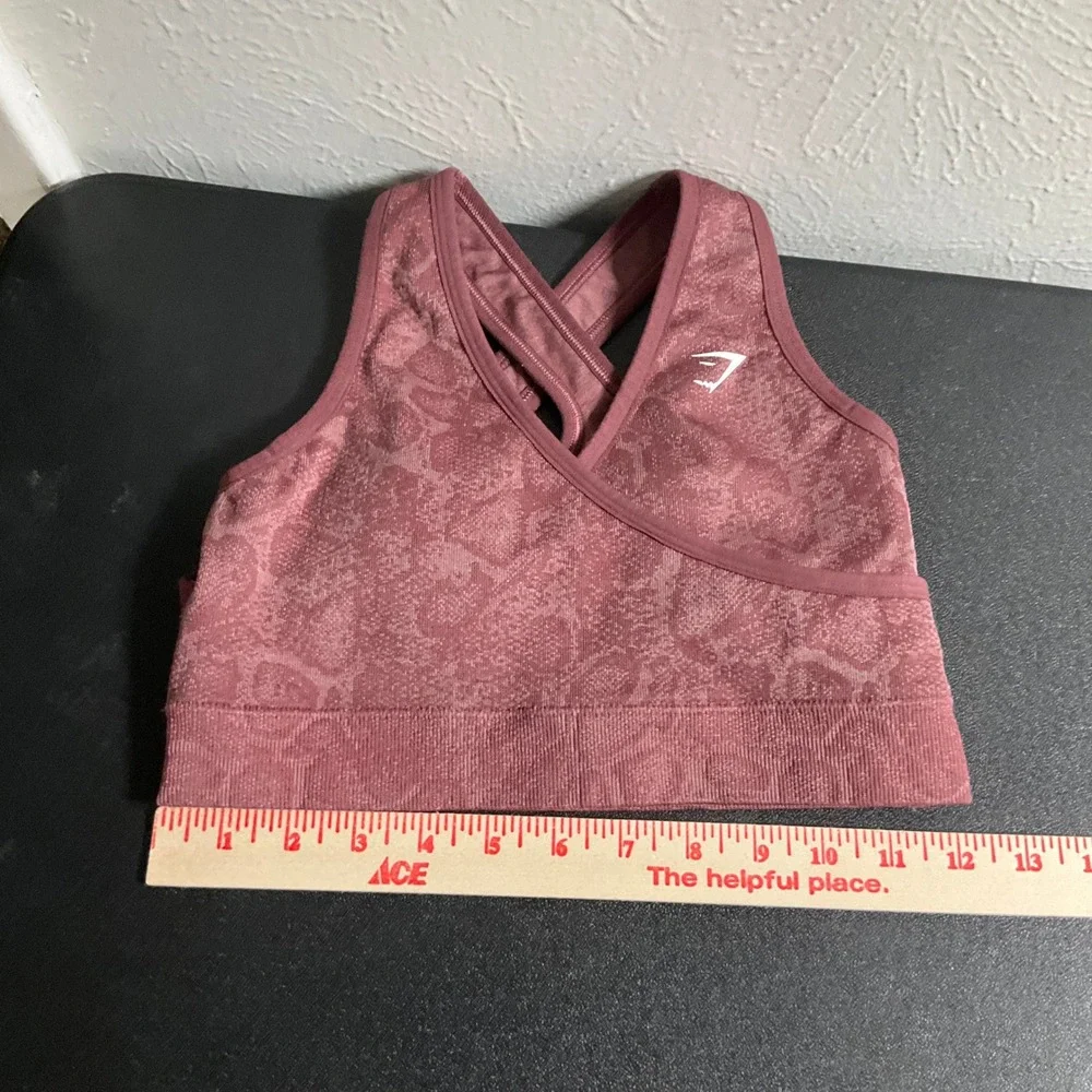 Gymshark Snakeskin Print Criss Cross‎ Back Padded Gym Yoga Sports Bra Sz S